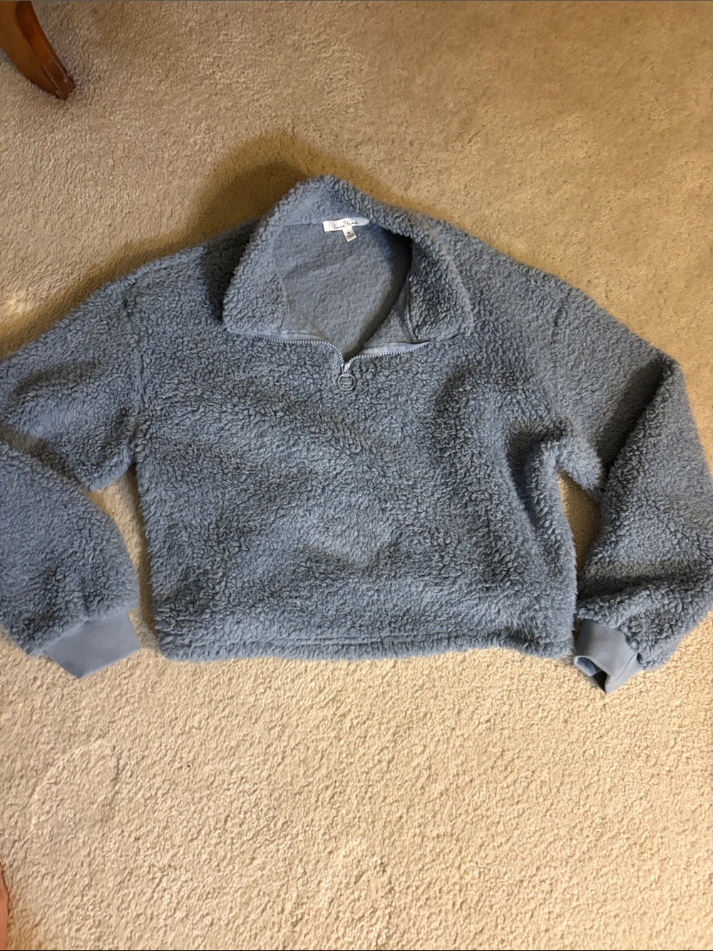 Love Tree blue Crop Sherpa pullover 1/4 Zip XL